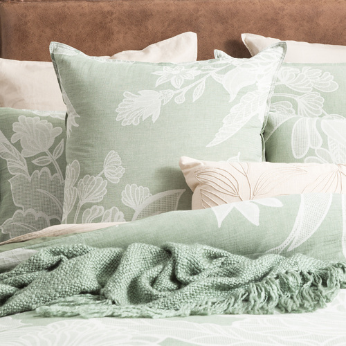 Renee Taylor Bentley Cotton Jacquard European Pillowcase 65x65cm Sage GRN