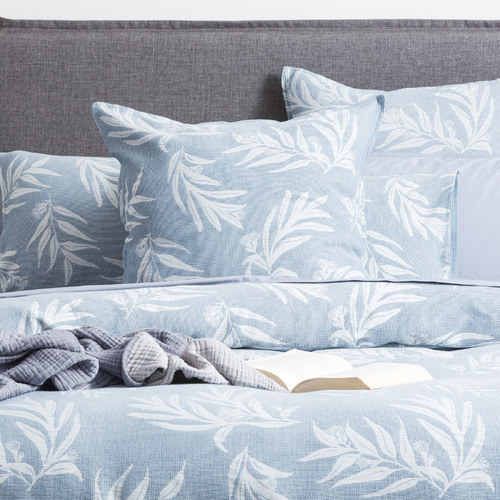 Renee Taylor Native Cotton Jacquard European Pillowcase 65x65cm French Blue