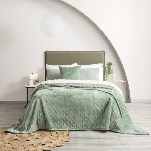 Renee Taylor Heston Queen/King Blanket 480GSM Velvet Sherpa Eucalyptus