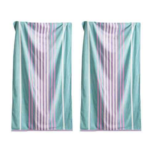 2pc Renee Taylor Jacquard Velour Large Beach Towel 100x180cm Blue Cabana