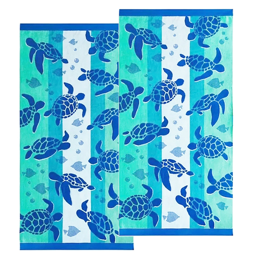 2pc Renee Taylor Kids Beach Towel 75x150cm Sealife Turtles