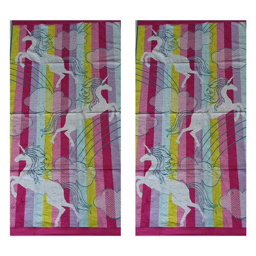 2pc Renee Taylor Kids Beach Towel 75x150cm Unicorn Rainbow