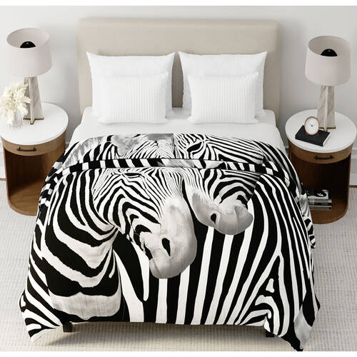 Renee Taylor Acrylic Printed Mink Blanket 220x240cms - Zebra