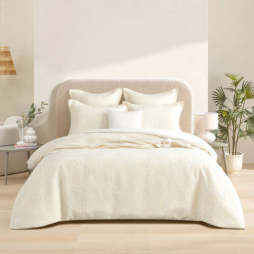 2PK Renee Taylor Dakota Jacquard European Square Pillowcase 65x65cm Beige