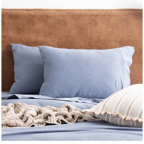 2pc Renee Taylor Comfort T’s Organic Cotton Jersey Standard Pillowcase Ink