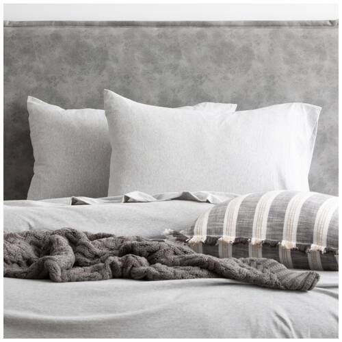 2x 2pc Renee Taylor Comfort T’s Organic Cotton Standard Pillowcase Grey Marle