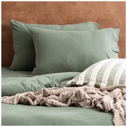 4x 2pc Renee Taylor Comfort T’s Organic Cotton Jersey Standard Pillowcase Olive