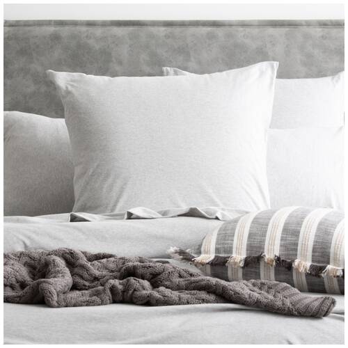 2PK Renee Taylor Comfort T’s Organic Cotton European Pillowcase Grey Marle