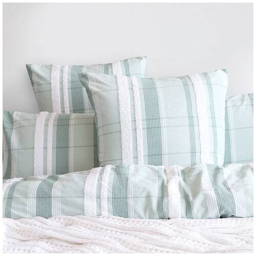 Renee Taylor Syracuse Stripe European Pillowcase Sage Green & White 