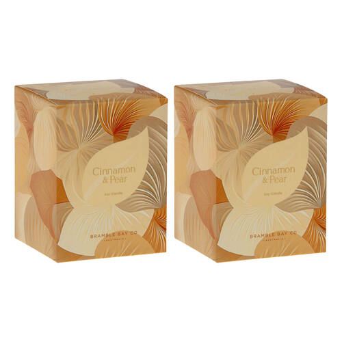2PK Bramble Bay Summer Blooms Cinnamon & Pear Scented Candle Home Fragrance