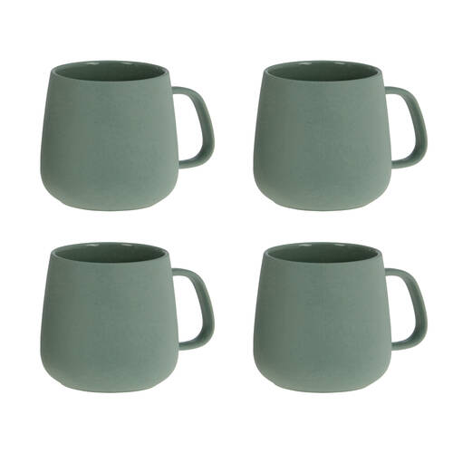 4PK Bramble Bay Summer Blooms Ceramic Everyday Kitchen Coffee Mug Peacock Green