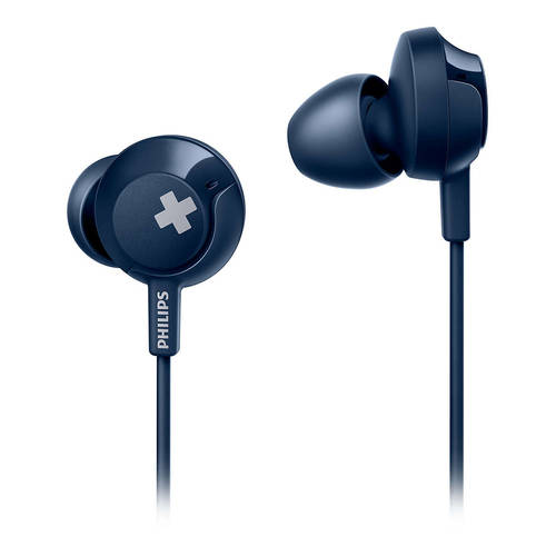 Philips BASS+ In Ear Headphones w/Mic Blue