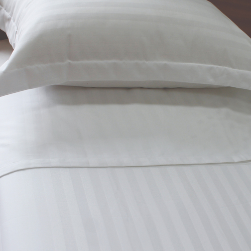 Jason Commercial Queen Bed Satin Stripe Flat/Top Sheet 250x285cm White