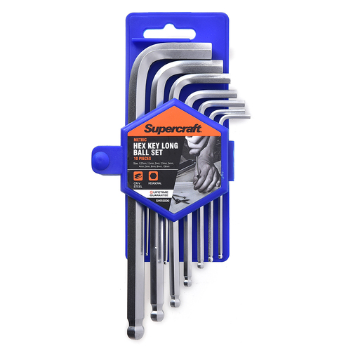 10pc Supercraft Allen/Hex Key Long Ball Metric Set 1.27-10mm