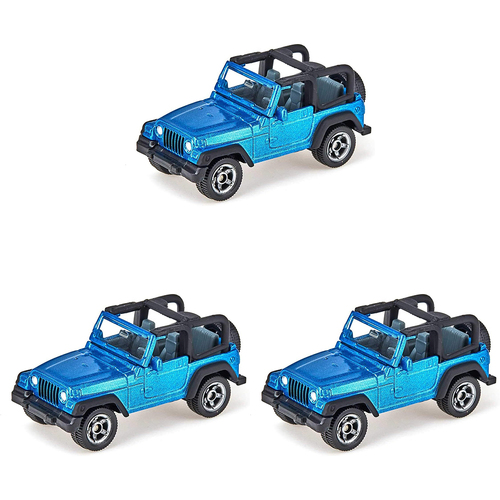 3PK Siku Jeep Wrangler Blue Diecast Metal Vehicle 76mm Toy Car 3y+