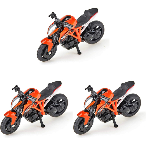 3PK Siku KTM 1290 Super Duke R Motorbike 60mm Kids Toy 3y+