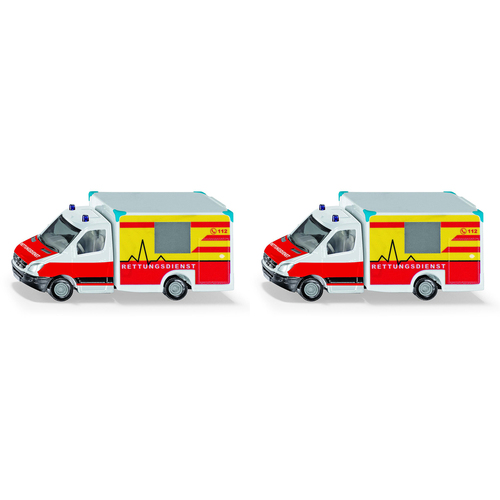 2PK Siku 1536 Ambulance Diecast Vehicle Kids 85mm Toy 3y+