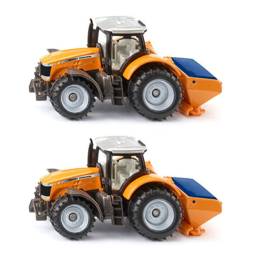 2PK Siku Orange Massey Ferguson w/ Salt Spreader Vehicle Kids Toy 3y+