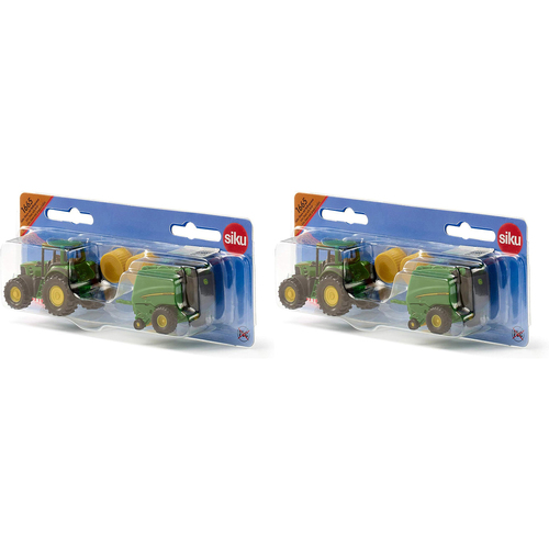 2PK Siku Diecast John Deere Tractor w/ Round Baler Kids 131mm Toy 3y+