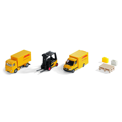 6pc Siku 6335 DHL Logistics Delivery Vehicle Kids Toy Play Set Yellow 3y+
