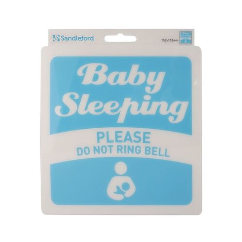 Baby Sleeping Please Do Not Ring Bell 152x152x0.8mm Strong Self Adhesive Polycarbonate