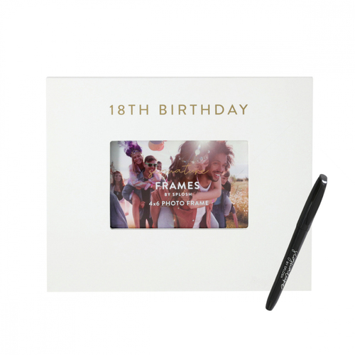 Splosh 18th Birthday Signature Frame w/ Marker 27.5x23cm - White