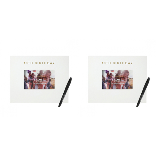 2PK Splosh 18th Birthday Signature Frame w/ Marker 27.5x23cm - White