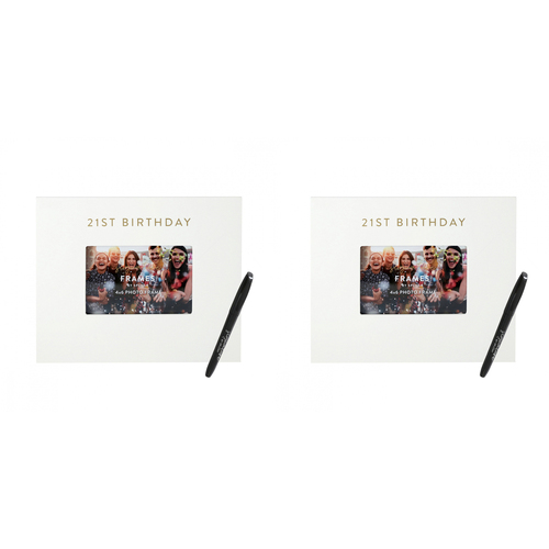 2PK Splosh 21st Birthday Signature Frame w/ Marker 27.5x23cm - White