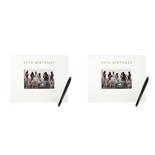 2PK Splosh 30th Birthday Signature Frame w/ Marker 27.5x23cm - White