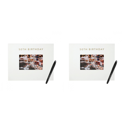 2PK Splosh 50th Birthday Signature Frame w/ Marker 27.5x23cm - White