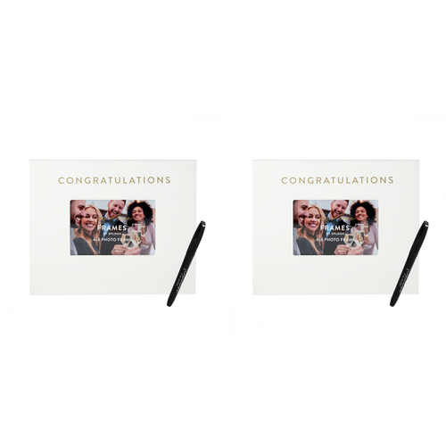 2PK Splosh Congratulations Signature Frame w/ Marker 27.5x23cm - White