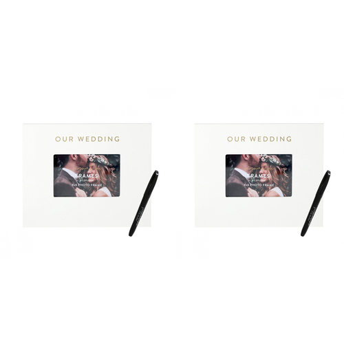 2PK Splosh Wedding Signature Frame w/ Marker 27.5x23cm - White