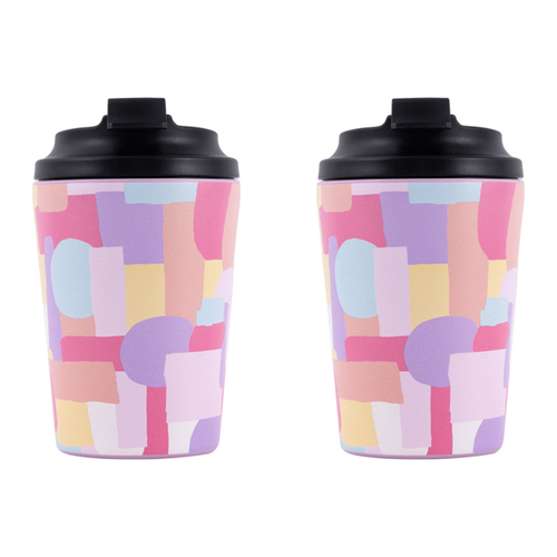 2PK Splosh Sip By Splosh Abstract S/Steel Coffee Cup 380ml