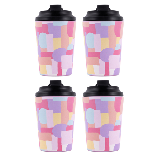 4PK Splosh Sip By Splosh Abstract S/Steel Coffee Cup 380ml