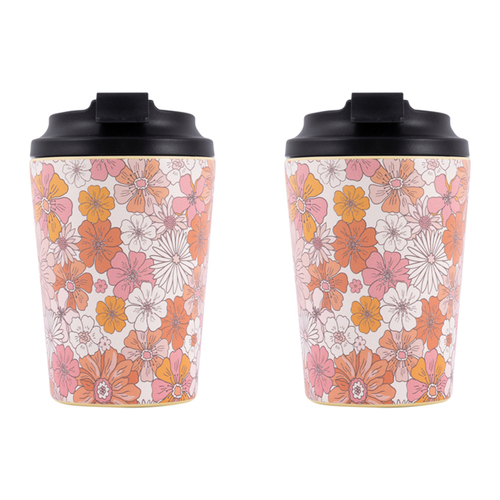 2PK Splosh Sip By Splosh Floral S/Steel Coffee Cup 380ml
