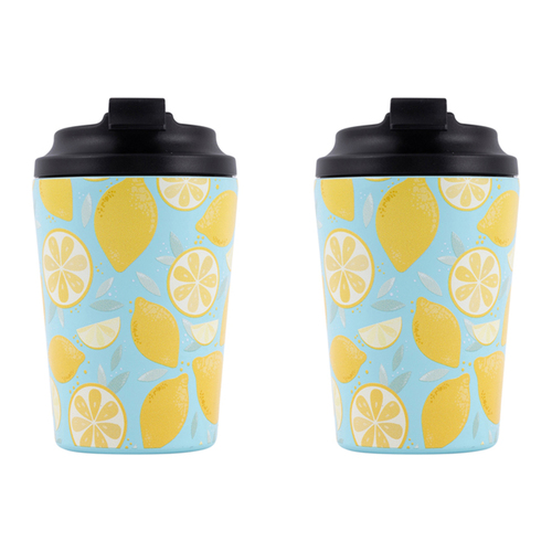 2PK Splosh Sip By Splosh Lemon S/Steel Coffee Cup 380ml