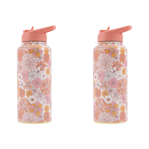 2PK Splosh Sip By Splosh Floral S/Steel Water Bottle 950ml