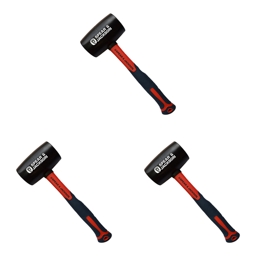 3PK Spear & Jackson Rubber Mallet Fibreglass Handle 16oz/450g - Black