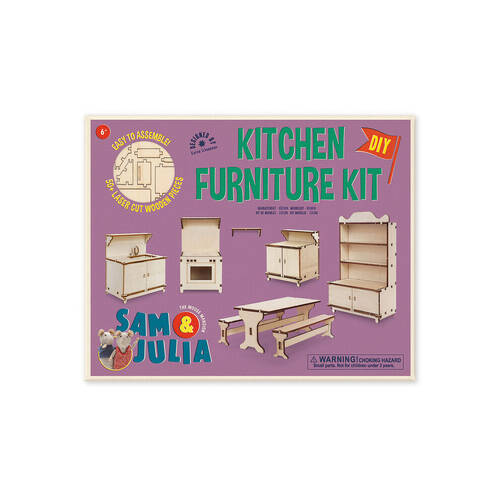 Sam & Julia Wooden Kitchen Furniture Kit Kids DIY Toy 6y+