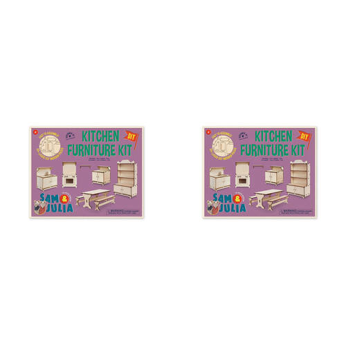 2PK Sam & Julia Wooden Kitchen Furniture Kit Kids DIY Toy 6y+