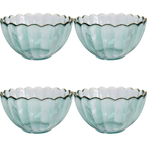 4PK LVD Glass Bowl Decorative Home/Dining Tableware 11.5cm Mist/Gold