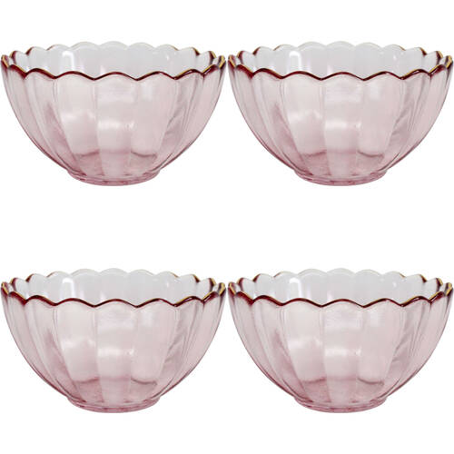 4PK LVD Glass Bowl Decorative Home/Dining Tableware 11.5cm Plum/Gold