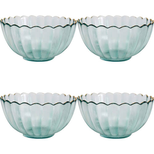 4PK LVD Glass Bowl Decorative Home/Dining Tableware Medium Mist/Gold