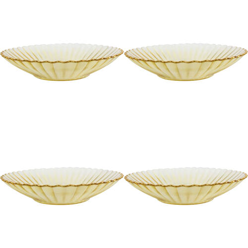 4PK LVD Glass Dish Decorative Home/Dining Tableware 19.5cm Marrigold/Gold