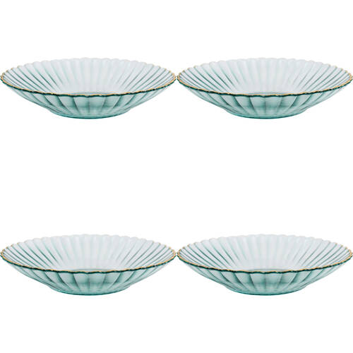 4PK LVD Glass Dish Decorative Home/Dining Tableware 19.5cm Mist/Gold