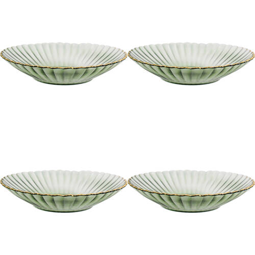 4PK LVD Glass Dish Decorative Home/Dining Tableware 19.5cm Moss/Gold