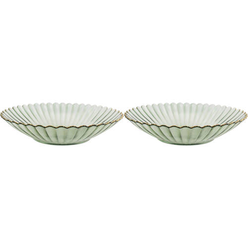 2PK LVD Glass Dish Decorative Home/Dining Tableware Large Moss/Gold