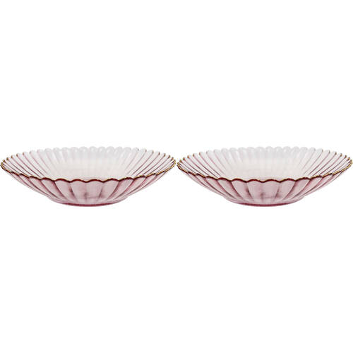 2PK LVD Glass Dish Decorative Home/Dining Tableware Large Plum/Gold