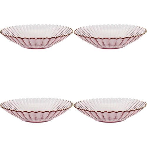4PK LVD Glass Dish Decorative Home/Dining Tableware Large Plum/Gold