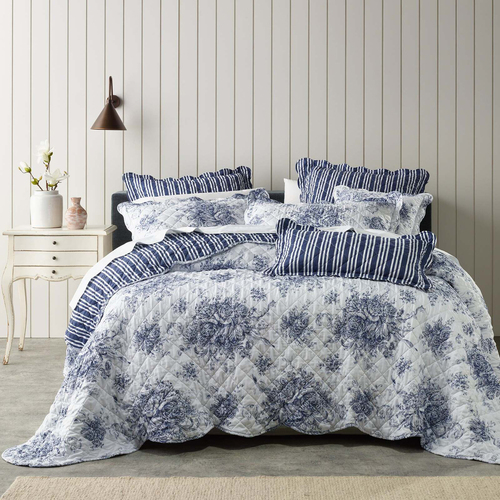 Bianca Amorette French Provincial Inspired Polyester Blue Bedspread Super King